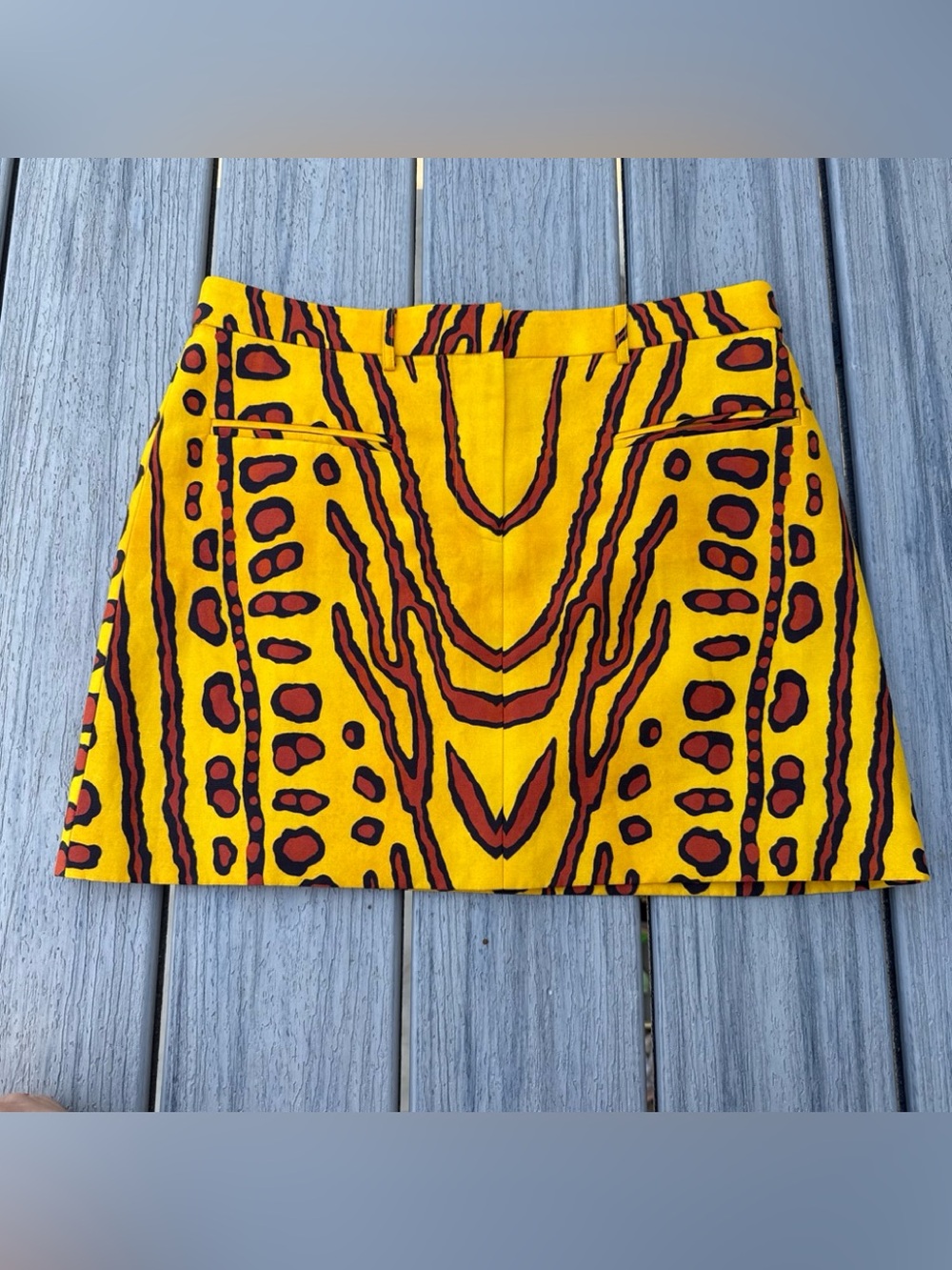 Altuzarra Yellow Mini Skirt with Red Pattern 38